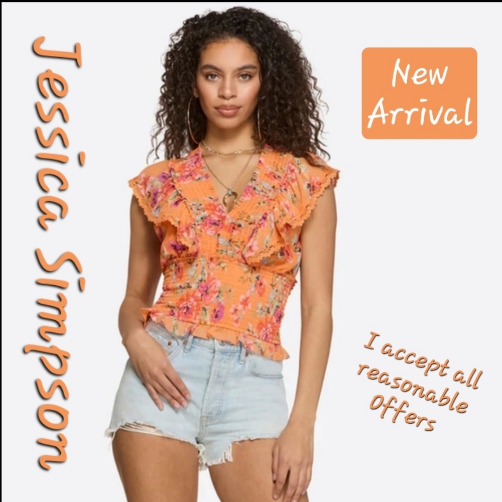 JESSICA SIMPSON Lilianna Top in Watercolor Roses NWT Sizes Available XS,S,M,L,XL